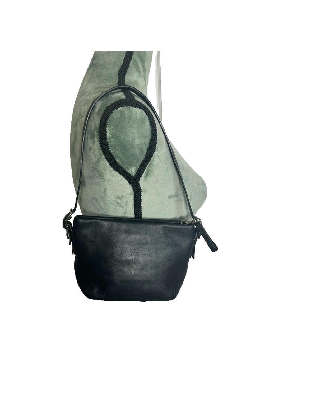 Coach Outlet Mini Black Leather Shoulder Handbag/Purse